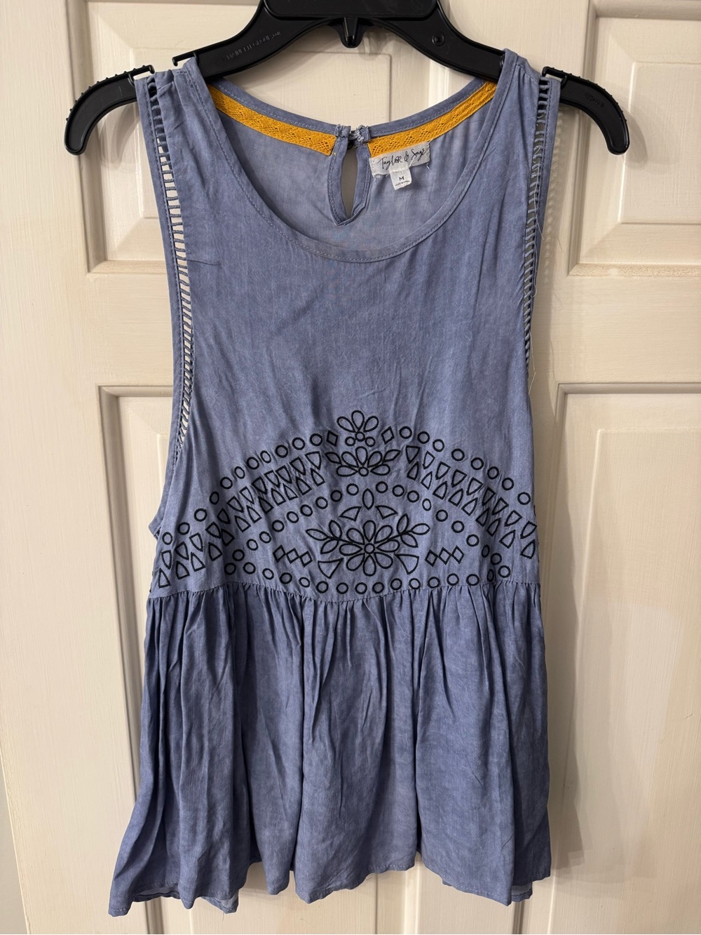 Taylor & Sage Lavender Tank with Mustard Trim
